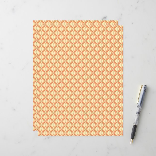 orangefarbener weißer Hintergrund mit Muster (Vorderseite/Rückseite Beispiel)