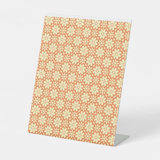 orangefarbener weißer Hintergrund mit Muster Sockelschild (Vorderseite)