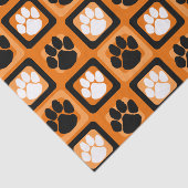 Orangefarbener, weißer und schwarzer Pawprint Seidenpapier (Ausschnitt)