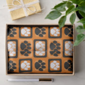 Orangefarbener, weißer und schwarzer Pawprint Seidenpapier (Geschenk)