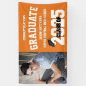 Orangefarbenes Abschluss-Banner 2025 mit Deckel Banner (Vertikal)