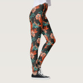 Orangefarbenes Abstraktes Blumenmuster Leggings (Rechts)
