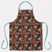 Orangefarbenes Abstraktes Blumenmuster Schürze (Vorderseite)