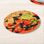 Orangefarbenes abstraktes Papier Untersetzer, Herb Runder Pappuntersetzer (Angewinkelt)