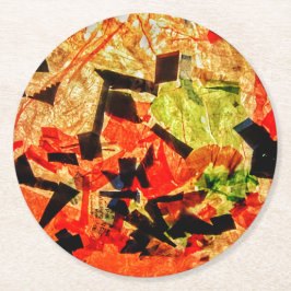 Orangefarbenes abstraktes Papier Untersetzer, Herb Runder Pappuntersetzer