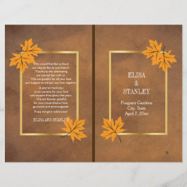 Orangefarbenes Ahorn-Blätter auf braunem Hochzeits