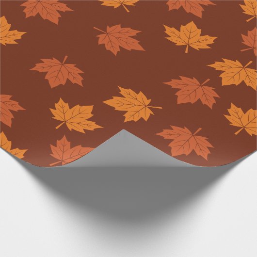 Orangefarbenes Ahornblatt Herbst Nahtloses Muster Geschenkpapier (Ecke)