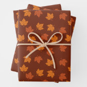Orangefarbenes Ahornblatt Herbst Nahtloses Muster Geschenkpapier Set (Beispiel)