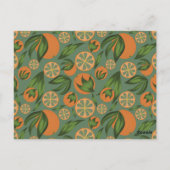 Orangefarbenes Aquamarines Fruchtmuster Postkarte (Rückseite)