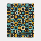 Orangefarbenes Aquamarines Schwarzes Muster Person Fleecedecke (Vorderseite)