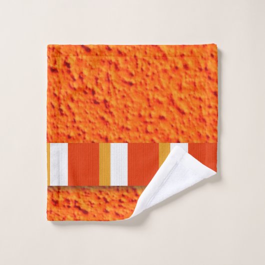 Orangefarbenes Bad Set Handtuchhalter (Waschlappen)