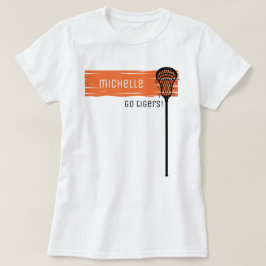 Orangefarbenes Banner mit Lacrosse Stick T-Shirt
