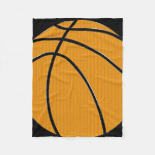 Orangefarbenes Basketballdesign mit schwarzem Hint Fleecedecke