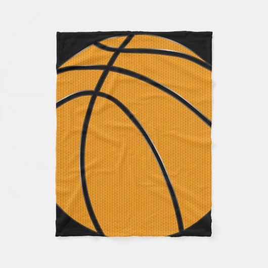 Orangefarbenes Basketballdesign mit schwarzem Hint Fleecedecke (Vorderseite)
