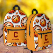 Orangefarbenes Basketballmuster Bedruckter Rucksack