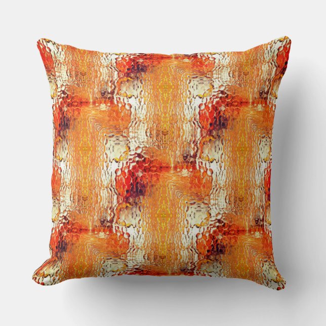 Orangefarbenes bis beigefarbenes gebogenes Glas wi Kissen (Vorderseite)