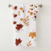 Orangefarbenes Blätter Pattern Badetuch Set (Insitu)
