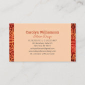 Orangefarbenes Blattmuster Monogramm, modern Visitenkarte (Rückseite)