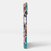 Orangefarbenes blaues, Aquamarin verklebtes Glasab iPhone Hülle (Rechte Seite)