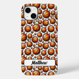 Orangefarbenes blaues Basketball mit Namen "Nahtlo Case-Mate iPhone 14 Plus Hülle