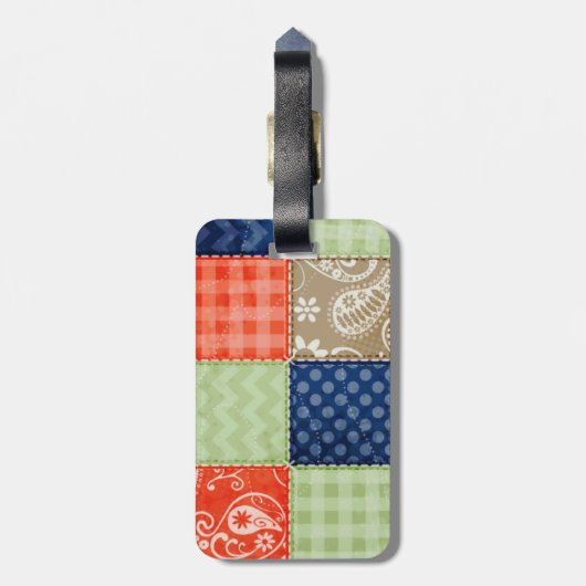 Orangefarbenes, blaues, braunes und sattelgrünes P Gepäckanhänger (Rückseite vertikal)