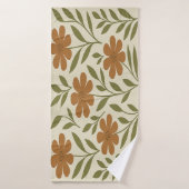 Orangefarbenes Blume Badetuch Badehandtuch (Badehandtuch)