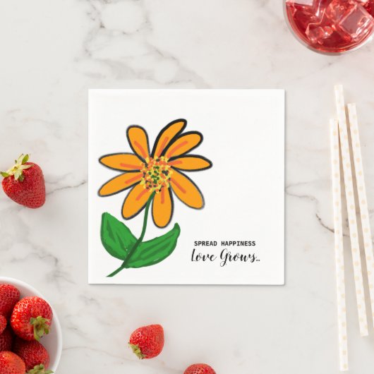 Orangefarbenes Blume-Frohpapier Serviette (Beispiel)