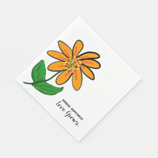 Orangefarbenes Blume-Frohpapier Serviette (Ecke)