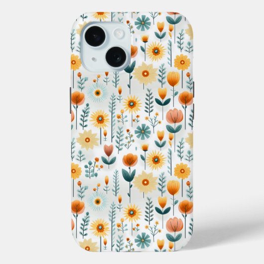 Orangefarbenes Blume Muster Case-Mate iPhone Hülle (Rückseite)