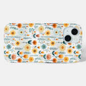 Orangefarbenes Blume Muster Case-Mate iPhone Hülle (Rückseite (Horizontal))