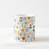 Orangefarbenes Blume Muster Kaffeetasse (Mittel)