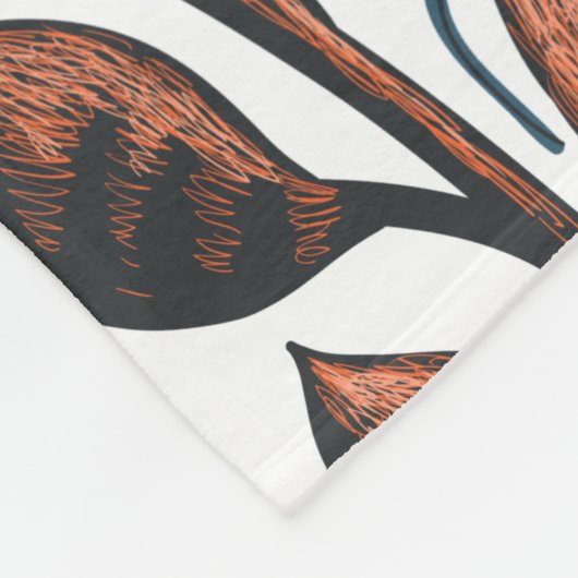 Orangefarbenes Blumenmotiv Fleecedecke (Ecke)