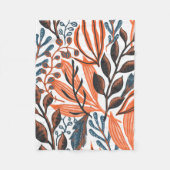 Orangefarbenes Blumenmotiv Fleecedecke (Vorderseite)