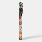 Orangefarbenes Blumenmuster Monogramm Case-Mate iPhone Hülle (Rückseite / Rechts)