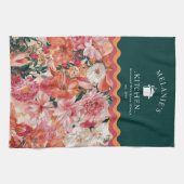 Orangefarbenes Blumenmuster Monogramm Geschirrtuch (Horizontal)