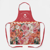 Orangefarbenes Blumenmuster Monogramm Schürze (Vorderseite)