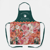 Orangefarbenes Blumenmuster Monogramm Schürze (Vorderseite)