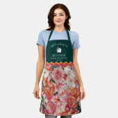 Orangefarbenes Blumenmuster Monogramm Schürze (Getragen)