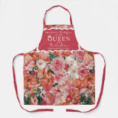 Orangefarbenes Blumenmuster Monogramm Schürze (Vorderseite)