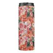 Orangefarbenes Blumenmuster Monogramm Thermosbecher (Rückseite)