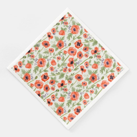 Orangefarbenes Blumenmuster Serviette (Ecke)
