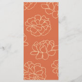 Orangefarbenes Botanisches Hochzeitmenü Menükarte (Rückseite)