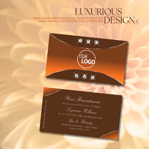 Orangefarbenes Braun mit Silberdekorationsschmuck Visitenkarte