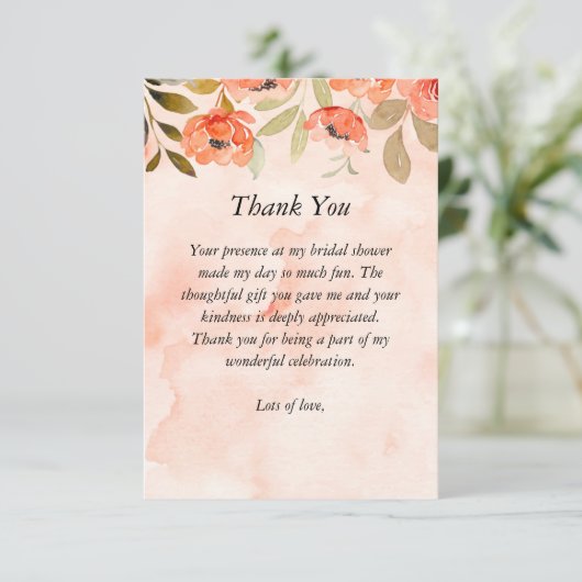 Orangefarbenes Brautparty Dankeskarte (Stehend Vorderseite)