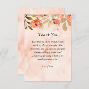 Orangefarbenes Brautparty Dankeskarte