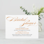 Orangefarbenes Brautparty Einladung (Stehend Vorderseite)