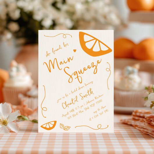 Orangefarbenes Brautparty Einladung