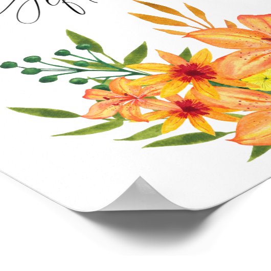 Orangefarbenes Brautparty - Karten und Geschenke Poster (Ecke)