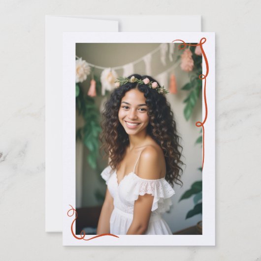 Orangefarbenes Brautparty mit Farbbandabbildungen Einladung (Rückseite)