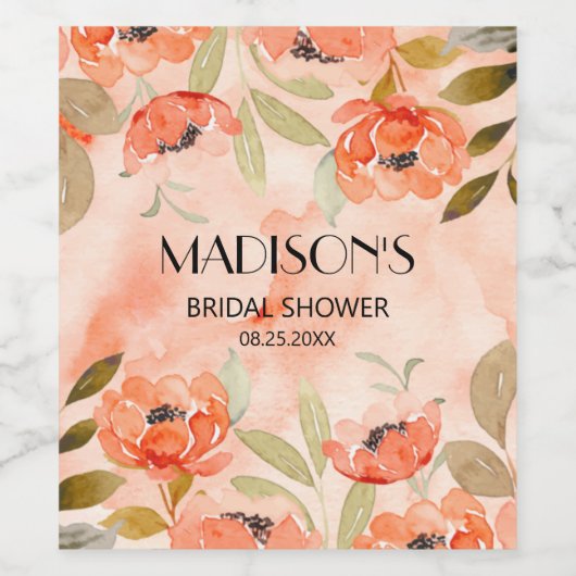 Orangefarbenes Brautparty Weinetikett (Einzelnes Label)